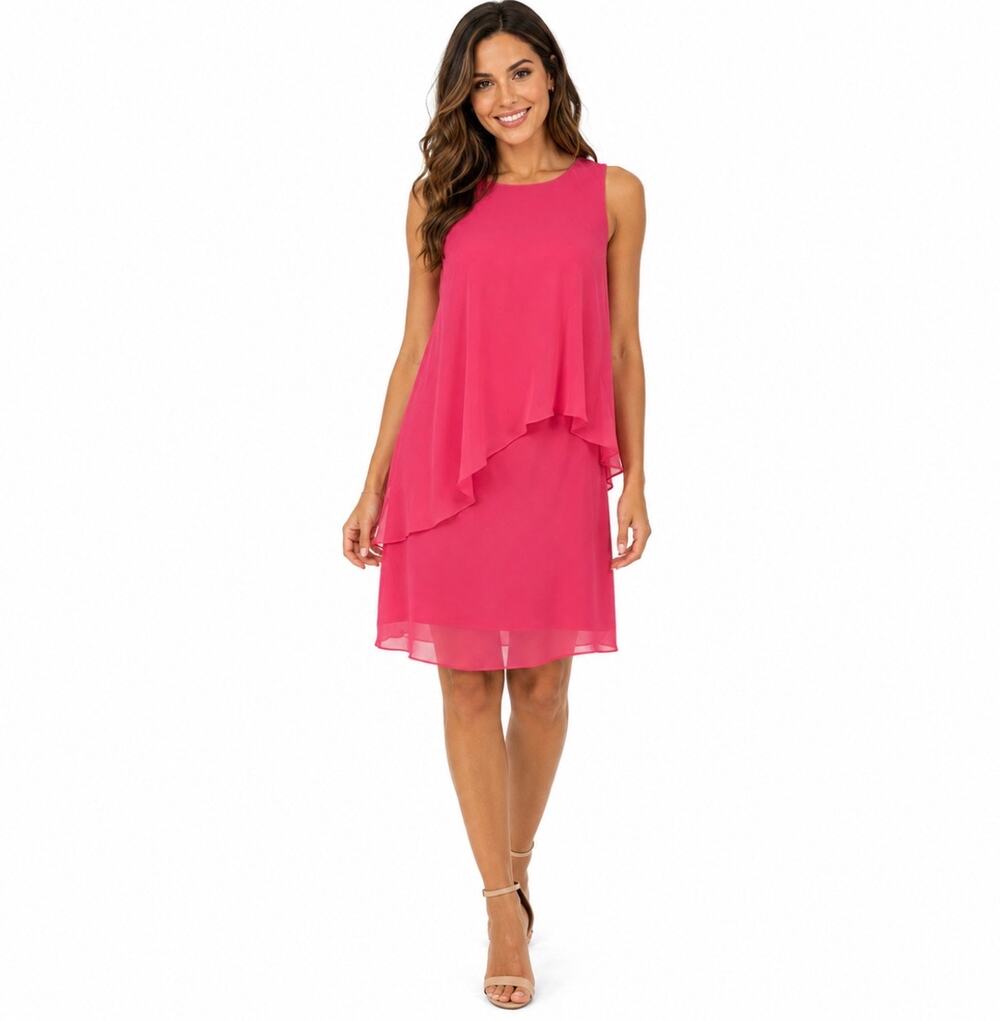 Ralph Lauren Hot Pink Layered Midi Dress